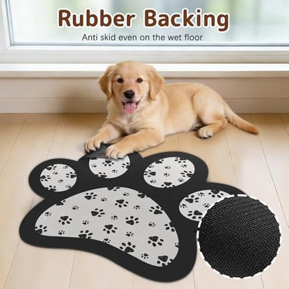 Dog Food Mat for Bowls, Absorbent Quick Dry Dog Cat Mats for Food and Water, Non-Slip Backing Pet Mat Pet Supplies - Black 15.74 inch - color: Paw2