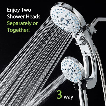 Hotel Spa AquaCare for California As-Seen-On-TV High Pressure Handheld Rain 50-mode 3-way Shower Head Combo with Adjustable Arm, Anti-clog Jets, Tub & Pet Power Wash, 6 ft. Stainless Steel Hose - color: All-Chrome, style: 1.8 Gallons Per Minute