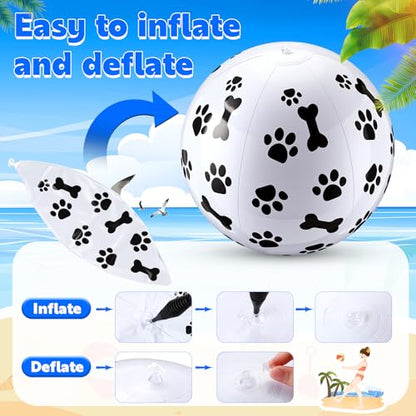 6 Pcs 12 Inch Inflatable Dog Paw Print Beach Balls for Kids Dog Pet Theme Birthday Party Favor Decorations Pool Toy PVC Beach Ball - style: Dog Paw