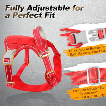 BARKBAY Service Dog Vest Tactical Dog Harness Medium Large Sized Dog No Pull Adjustable Dog Harness Reflective K9 Working Training Easy Control Military Molle System(Red,M) - color: Red, size: Medium