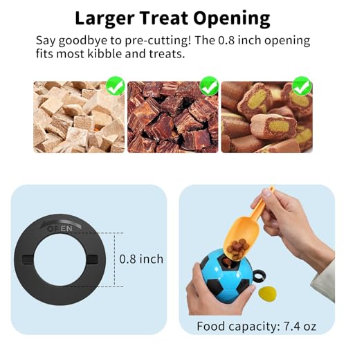 Interactive Dog Toys Treat Dispensers - Giggle Squeaky Dog Soccer Ball Rewards Puzzle to Keep Them Busy, Mental Stimulation Enrichment Food Dispensing for Small Medium Large Breeds, Blue - color: Blue