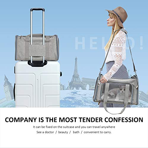 Henkelion Large Cat Carriers Dog Carrier Pet Carrier for Cats Dogs Puppies up to 25Lbs, Big Dog Carrier Soft Sided, Travel Puppy Carrier - Large - Grey - color: Grey, size: 20.0"L x 13.0"W x 13.0"H