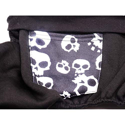Halloween Skeleton Dog Costume - Black Fleeced Hoodie Sweatshirt with Pocket, Pullover Hood for Medium to Large Dogs - color: Black Skull, size: 32(Chest 32.28'',Back 24.41'')