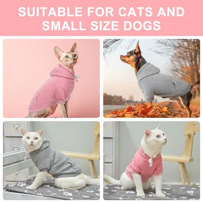 BEAUTYZOO Dog Hoodie & Cat Sweater for Small Dogs Puppy Girls Boys, Fleece Lined Warm Winter Fall Dog Clothes with Leash Hole and Pocket, Ultra-Soft Pet Jacket Coats Kitten Clothing, Pink L - color: Pink, size: L (Chest: 19", Neck: 12", Back: 14")