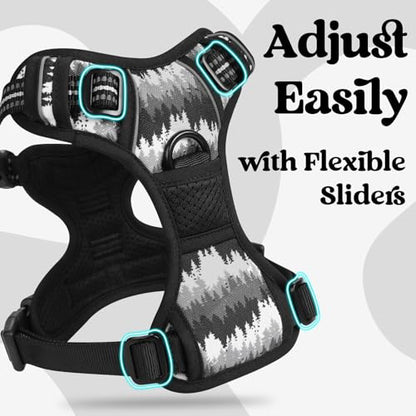 rabbitgoo Dog Harness Small Sized, No Pull Easy On & Off with 3 Buckles Pet Harness, Adjustable Soft Walking Vest with 2 Clips and Handle, Reflective for Small Dogs, Mountain Black, S - color: Mountain Black, size: Small