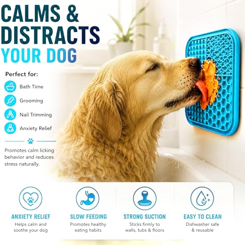 Dog Lick Mat with Suction Cups, Silicone Slow Feeder for Dogs & Cats, Anxiety Relief Lick Pad, Peanut Butter Mat for Bathing, Grooming, Nail Trimming & Training(1Pack Yellow) - color: Yellow