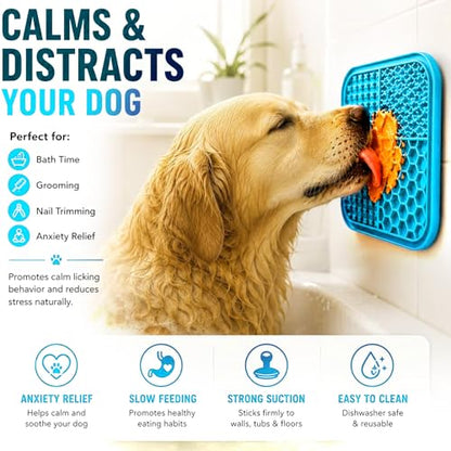Dog Lick Mat with Suction Cups, Silicone Slow Feeder for Dogs & Cats, Anxiety Relief Lick Pad, Peanut Butter Mat for Bathing, Grooming, Nail Trimming & Training (1Pack Purple) - color: Pueple