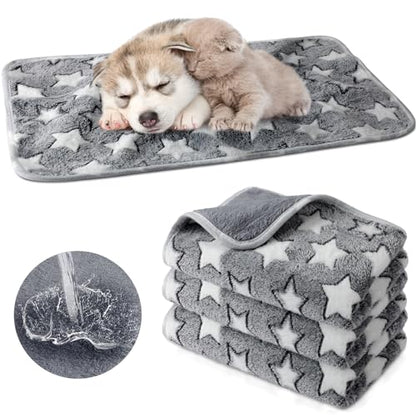 Tranqun 4 Pcs Waterproof Dog Puppies Cat Blankets Bed Mat Washable Crate Kennel Whelping Pads Reusable Pet Pee Pad Soft Reversible Pet Training Pads Sleep Floor Mat Guinea Pig Liner - color: Gray