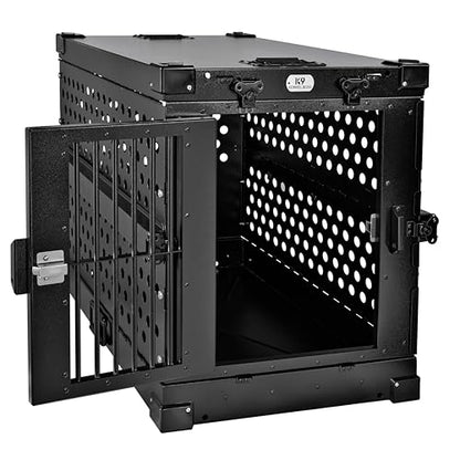 K9 Kennel Boss Aluminum Collapsible Dog Crate, Heavy Duty Folding Kennel - Medium (Black) - color: Black, size: 34.6"L x 25.2"W x 28.9"H