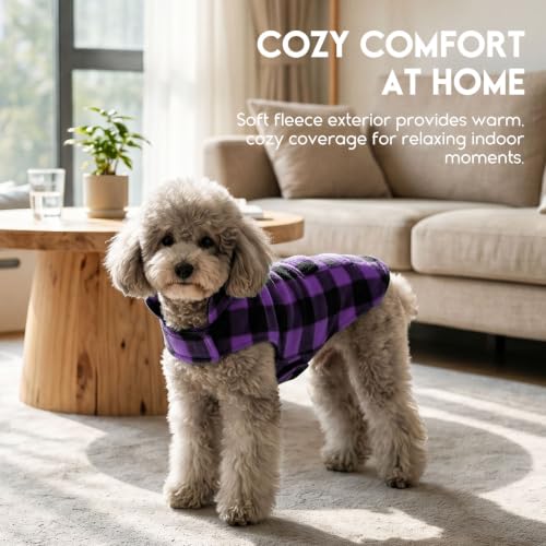 ASENKU Dog Jacket Plaid Reversible Reversible Dog Vest Waterproof Cold Winter Clothes Pet Apparel for Small Medium Large Dogs (XS, Purple) - color: Purple, size: X-Small