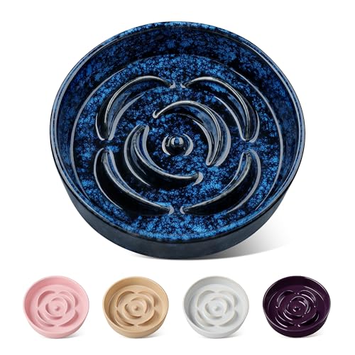 vancasso Slow Feeder Dog Bowl, 0.6 Cups Ceramic Dog Food Dish for Fast Eaters Small Breed, Puzzle Bowl for Small Dogs and Cats, Blue - color: Blue, size: S - 0.6 Cups