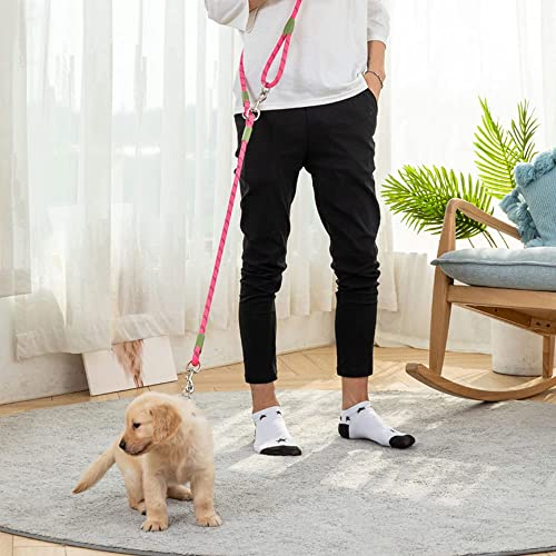 Hands Free Dog Leash Crossbody Dog Running Leash Handsfree Pet Rope for Hiking Training Heavy Duty Reflective Pet Walking Belt (Pink) - color: Pink