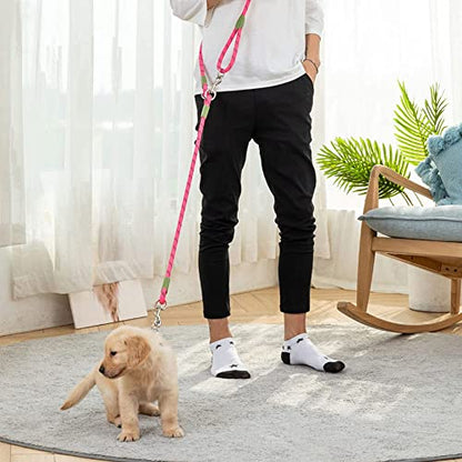 Hands Free Dog Leash Crossbody Dog Running Leash Handsfree Pet Rope for Hiking Training Heavy Duty Reflective Pet Walking Belt (Pink) - color: Pink
