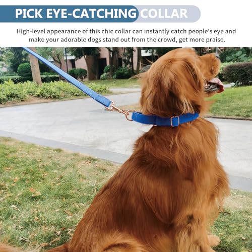 Soft Leather Martingale Dog Collar - Adjustable Rose Gold Limited Slip Collars [Easy to Clean], Stylish Durable Heavy Duty Nylon No Pull Training Collar for Small Medium Large Dogs XS Dark Blue - color: Dark Blue, size: XS (Neck 8"-11", Width 3/5")