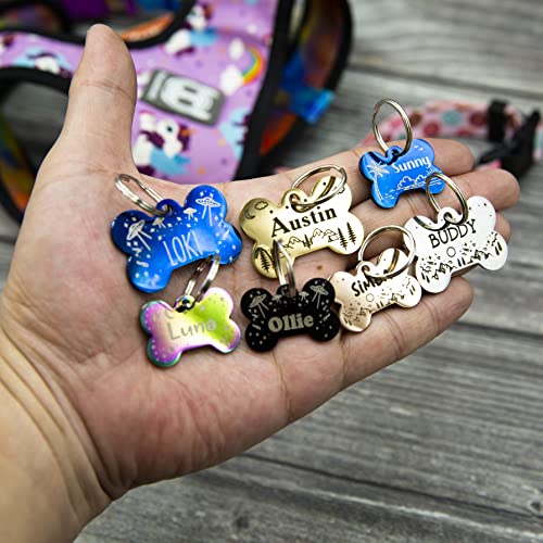 Personalized Dog Tag with 5 Lines of Custom Deep Engraved Durable Stainless Steel Pet ID Name Tag Designer Regular Size Bone - size: Regular, style: Bone