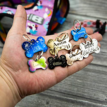 Personalized Dog Tag with 5 Lines of Custom Deep Engraved Durable Stainless Steel Pet ID Name Tag Designer Regular Size Bone - size: Regular, style: Bone