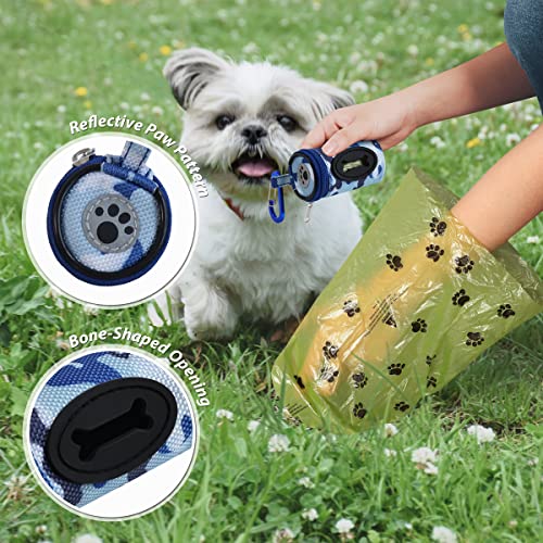 FURHAB Dog Poop Bag Holder for Leash Doggie Waste Bag Dispenser Puppy Potty Carrier Small Doggy Zipper Pouch with Carabiner Clip 1680D Nylon Oxford with 1 Roll of Pet Trash Bags, Sky Blue Camo - color: Sky Blue Camo