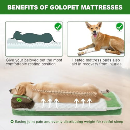 GOLOPET Cat Heating Pad 28x18 in Pet Heating Pads for Cats，Waterproof Smart Thermostat Switch, Adjustable Heated Cat Bed (Green, 34.0" L x 23.0" W x 0.5" Th) - color: green, size: 34 x 23 in