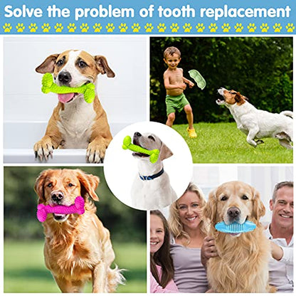 Skylety 6 Pcs Puppy Teething Chew Toys Rubber Bones Shaped Cute Dog Pet Small Dog Toys for 2-8 Months Small Dogs Cleaning Relieving Itching(Green, Deep Pink, Blue, Rose Red, Yellow Green) - color: Green, Deep Pink, Blue, Rose Red, Yellow Green