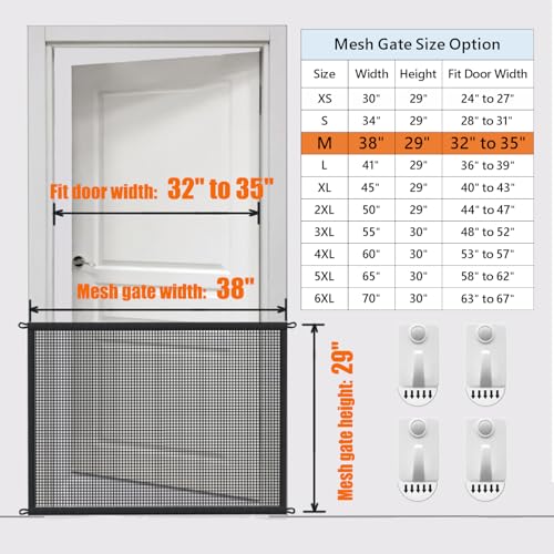 2-Pack Dog Gate for Stairs Pet Gates for The House: Dogs Screen Mesh Gate for Doorways Stairways Indoor Safety 29 inches Tall, 38 inch Wide - size: 29"Hx38"W(Pack of 2)