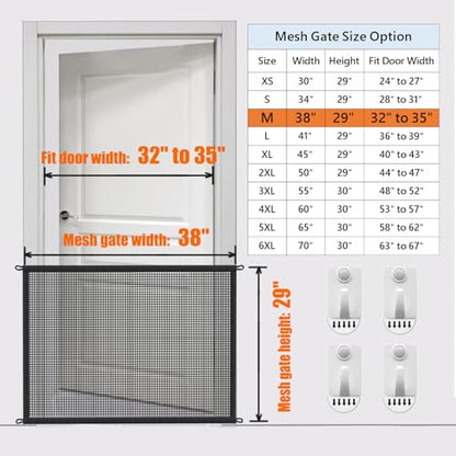 2-Pack Dog Gate for Stairs Pet Gates for The House: Dogs Screen Mesh Gate for Doorways Stairways Indoor Safety 29 inches Tall, 38 inch Wide - size: 29"Hx38"W(Pack of 2)