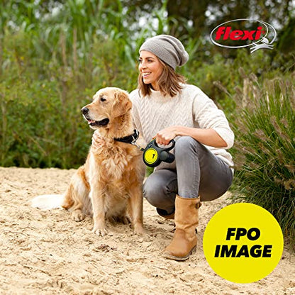 FLEXI Giant Tape Retractable Dog Leash for Extra Large Dogs 110 lbs.+ – 26 ft., Black Neon | Tangle Free Pet Walking Leash with One-Handed Brake, Pause, Lock | German Quality Product - size: Extra Large - 26 ft