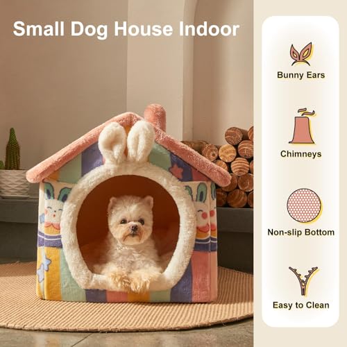 Dog&Cat House Dog&Cat Bed with Cover Cave with Non-Slip Bottom. (Rainbow, Large) - color: Rainbow, size: Large