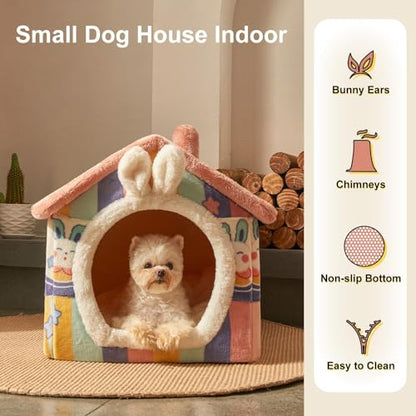 Dog&Cat House Dog&Cat Bed with Cover Cave with Non-Slip Bottom. (Rainbow, Small) - color: Rainbow, size: Small