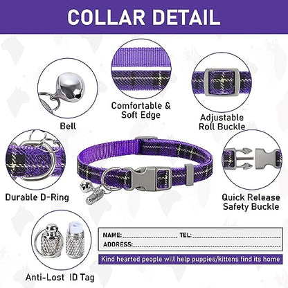 GAMUDA Small Dog Harness Collar and Leash Set, Step in No Chock No Pull Soft Mesh Adjustable Dog Vest Harnesses Plaid Reflective for Dogs Puppy Cats Kitten Rabbit (Purple, XS) - color: Purple, size: XS