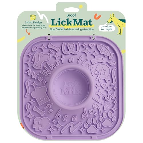 WOOF LickMat - Easy-to-Clean Lick Mat for Dogs - Slow Feeder Mat with Non-Slip Design - BPA-Free Silicone Lick Mat - Interactive Dog Toys - Lavender - color: Lavender