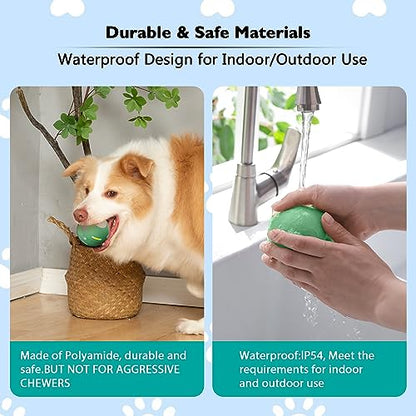 Dog Balls,The 3rd Generation Interactive Toys for Puppy/Small/Medium/Large Dogs,Improved Dog Rolling Effect Tennis Ball with Strap, Tough Motion Activated Automatic Moving Dog Toys (Green)