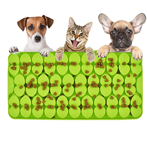 Silicone Snuffle Mat for Dogs Slow Feeder Lick Mat with Suction Cups Dogs Sniff Mat Dogs & Cats Entertainment Toys for Boredom(Green) - color: Green