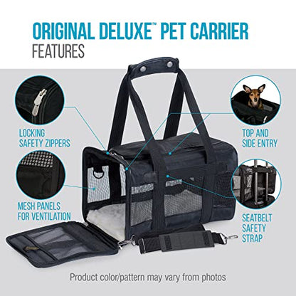 Sherpa Original Deluxe Travel Pet Carrier, Airline Approved & Guaranteed On Board - Black, Medium - size: 17.0"L x 11.0"W x 10.5"H