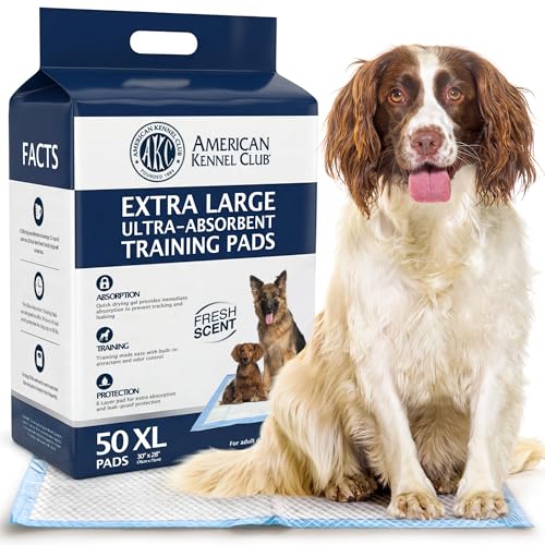 American Kennel Club Scented Puppy Training Pads with Ultra Absorbent Quick Dry Gel – 28 x 30 Pee Pads for Dogs - Fresh Scented - 50 Count, XL - size: 28 x 30 - 50 Count