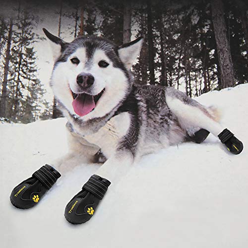 Truelove Dog Boots Waterproof Dog Shoes with Reflective Straps for Small Medium Large Dog, Size 5 (Pack of 4) - color: Red, size: Size 5: 2.83"x2.24" (L*w) (Pack of 4)