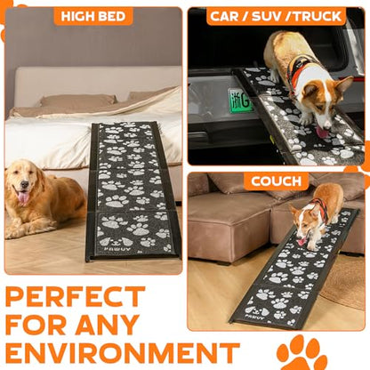 Dog Ramp for Car 71"x17.2" Wide Portable Folding Pet Ramp with Non-Slip Surface. Extra Wide Portable Ramp for Large, Small & Senior Dogs to Get in Cars, SUVs, Trucks & Beds, Up to 250LBS