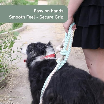 Braided Cotton Rope Dog Leash for Medium & Large Dogs – Enjoy Tangle-Free Walks with Soft Comfortable Grip & Reliable Control – Durable for Daily Walks, Training & Special Moments – Pink-Green Ombre - color: Mint Green/Pink Ombre