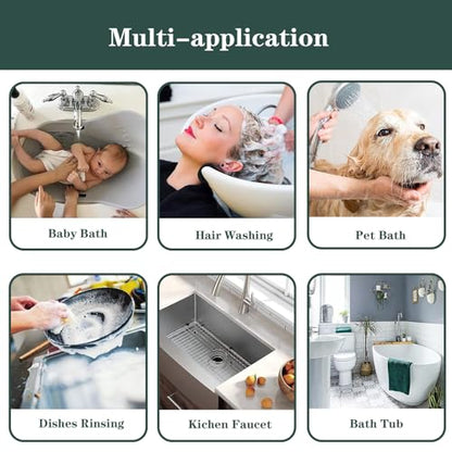 Bathtub Shower Head Sink-Faucet set，Tub faucet spayer attachment with 5 Adapters and 59" Hose for Pet Dog Rinse、 Baby Bath 、Hair washing, ON/OFF Extension for Tub, Utility Sink, Garden and Bathroom