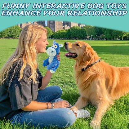 Squeaky Stuffed Dog Toys，Plush Hippo Shape Dog Toy， Indoor&Outdoor Playing Dog Toys to Keep Them Busy, Chew Toys for Large Medium Small Puppies - color: Blue