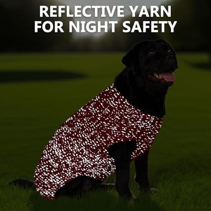 KYEESE Dog Sweater with Leash Hole Warm Pullover with Reflective Yarn for Small and Medium Dogs Male Soft Knit Pullover Boy Dog Coats Cozy Lightweight Thick Sweater,Red,Large - color: 4# Red, size: L (30-45lbs)