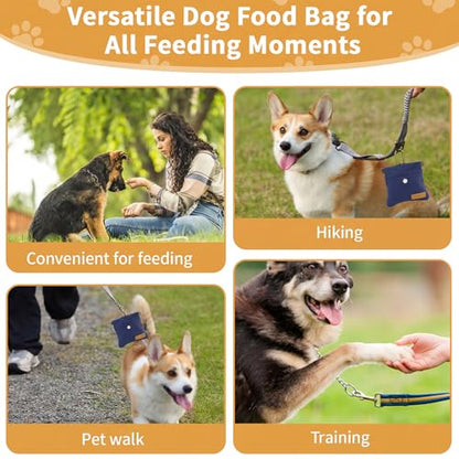 Dog Treat Pouch, Hand Free Dog Training Treat Bag with Carabiner & Magnetic Buckle, Auto Closing Pet Walking Bag for Puppy Travel or Outdoor Use, Pet Feed Snack Reward Pocket, Navy - color: Navy