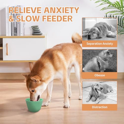 Dog Lick Bowl,Anxiety Relief Non-Slip Silicone Treat Bowl,Durable Anti-Choking Long-Lasting Enrichment Slow Feeder Licking Mat for Small Medium Large Breed,Freezable BPA Free Silicone Dishwasher Safe - color: Green, size: S-M