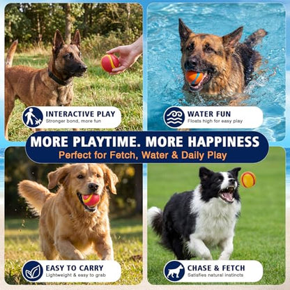 Soulchen 6 Pcs 2.5in Floating Squeaky Dog Balls Toys for Water Play High Bouncy Balls for Interactive Playing Bouncy Fetch Pet Toys for Dogs Durable Rubber Dog Ball for Pool, Lake and Beach