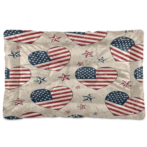 Independence Day Pattern Pet Bed Mat for Dogs and Cats, Soft Washable Crate Pad with Non-Slip Bottom, Cozy Bed Cushion for Small Medium Large Pets, 24x36 Inch - size: Medium
