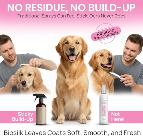 BioSilk for Dogs Silk Therapy Detangling and Shine Protecting Spray, pH Balanced Leave-in Mist with Silk and Vitamins for Dematting, Paraben-Free, All Coats and Breeds, 8 Fl Oz - 6 Pack - size: 8 Fl Oz (Pack of 6)