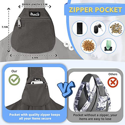 SlowTon Dog Carrier Sling - Thick Padded Shoulder Strap Adjustable Dog Carriers for Small Dogs, Puppy Carrier Purse for Pet Cat with Front Zipper Pocket Safety Belt Machine Washable (Grey M) - color: A-Grey Cotton Fabric