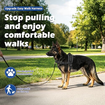 No Pull Dog Harness, Upgraded Padded No-Choke Pet Vest with Front and Back Clips, Effortless Walking Adjustable Dog Gear with Traffic Handle and Reflective Straps for Training (Black,XL) - size: XL