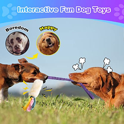 Dog Rope Toys, Nearly Indestructible Dog Rope Toys with Strong Squeak- Ideal Tug of War Interactive Dog Training Toy, Dental Cleaning Chew Toys, Dog Tug Toy for Boredom Suitable for Dogs of All Ages - color: White