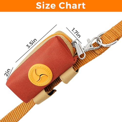 Dog Poop Bag Holder Zippered Pouch, Portable Dog Poop Bag Dispenser with 1 Metal Clip, Fashion Color Matching Canvas Waste Bag Holder for Leashes - Brown & Black - color: Brown