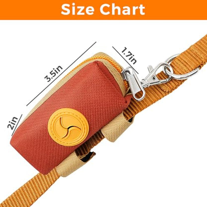 Dog Poop Bag Holder Zippered Pouch, Portable Dog Poop Bag Dispenser with 1 Metal Clip, Fashion Color Matching Canvas Waste Bag Holder for Leashes - Brown & Black - color: Brown